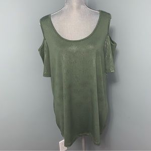 PENNINGTONS Cold Shoulder top women’s plus size X green